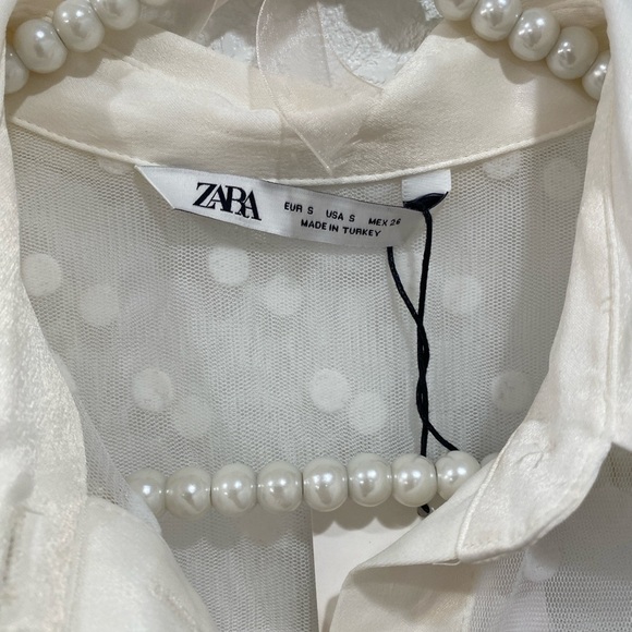 Zara mesh sheer tulle polka dots white dress size S NWT - Picture 4 of 8